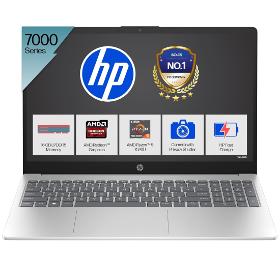 HP 15, AMD Ryzen 5 7520U, 16GB DDR5, 512GB SSD, (Win 11, Office 21, Silver, 1.59kg), Anti-Glare, Micro-Edge, 15.6-inch(39.6cm), FHD Laptop, AMD Radeon Graphics, 1080p FHD Camera, Backlit KB